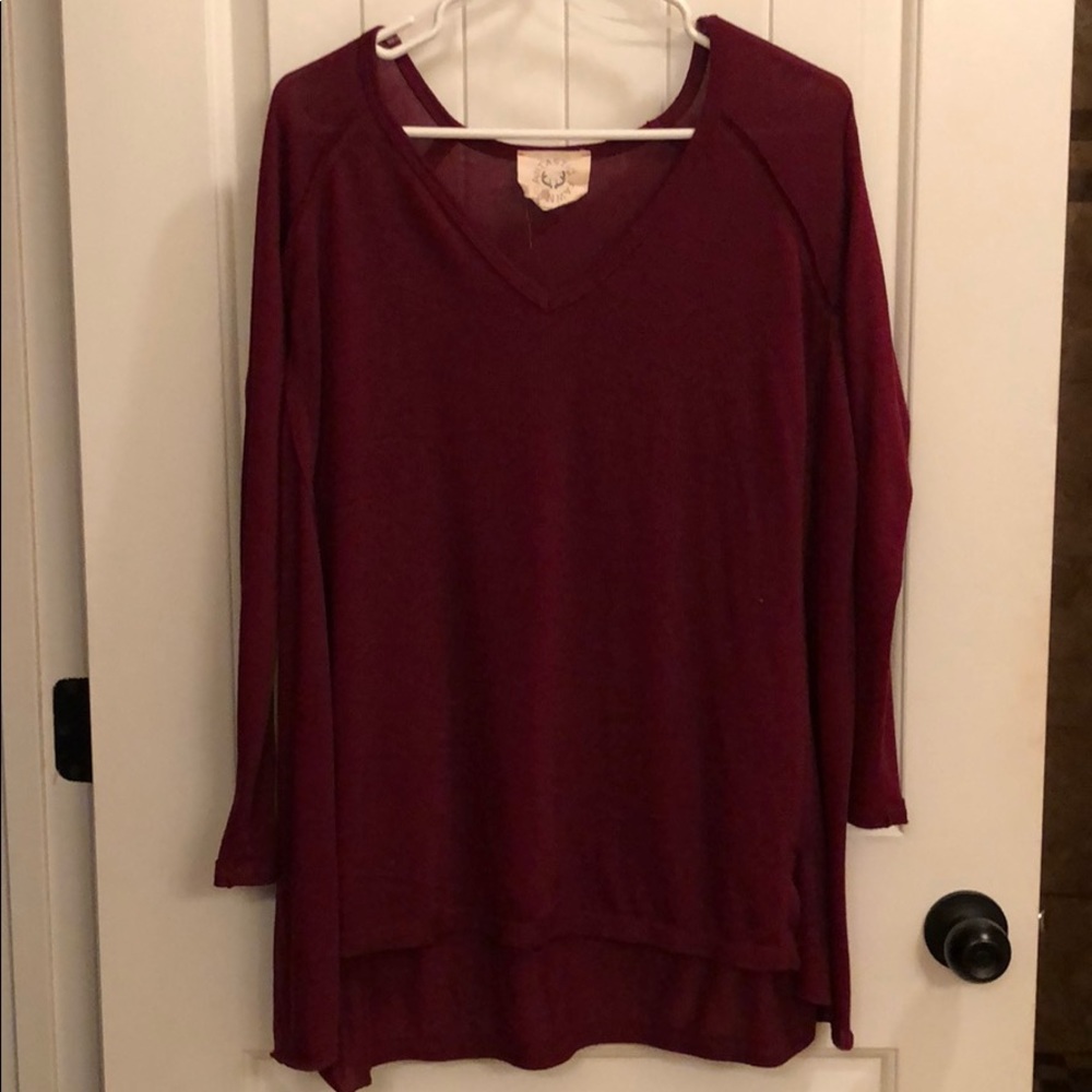 Maroon high-low tunic